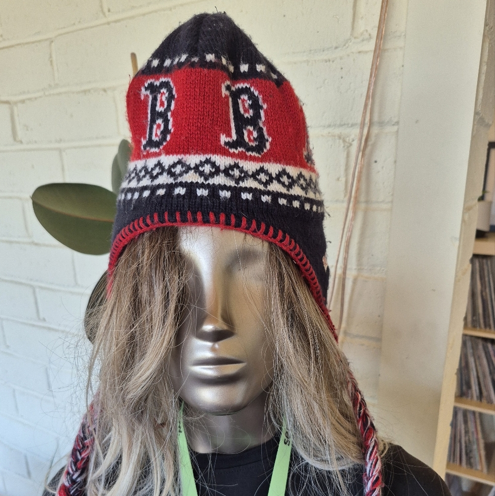 Kids Red and Black Knit Boston Red Sox Hat